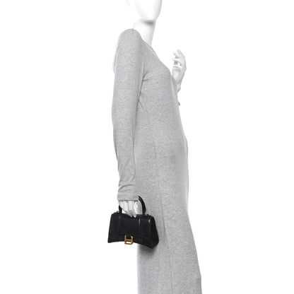 Balenciaga Shiny Box Calfskin Hourglass Top Handle Bag XS Black 2 of 17