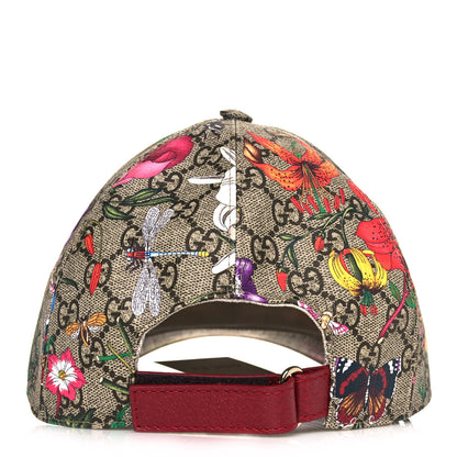 Gucci GG Supreme Flora Claudia Baseball Hat 57 M Red 4 of 8