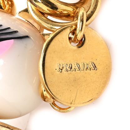 Prada Metallic Saffiano Edward Robot Trick Nancy Keychain Platino 3 of 3
