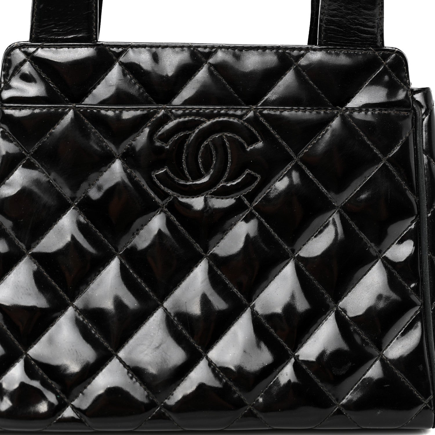 Chanel Patent Quilted Timeless CC Small Pocket Shoulder Bag Black 8 of 10