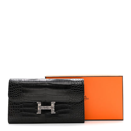 Hermes Matte Alligator Lizard Constance Wallet Black Ombre 6 of 6