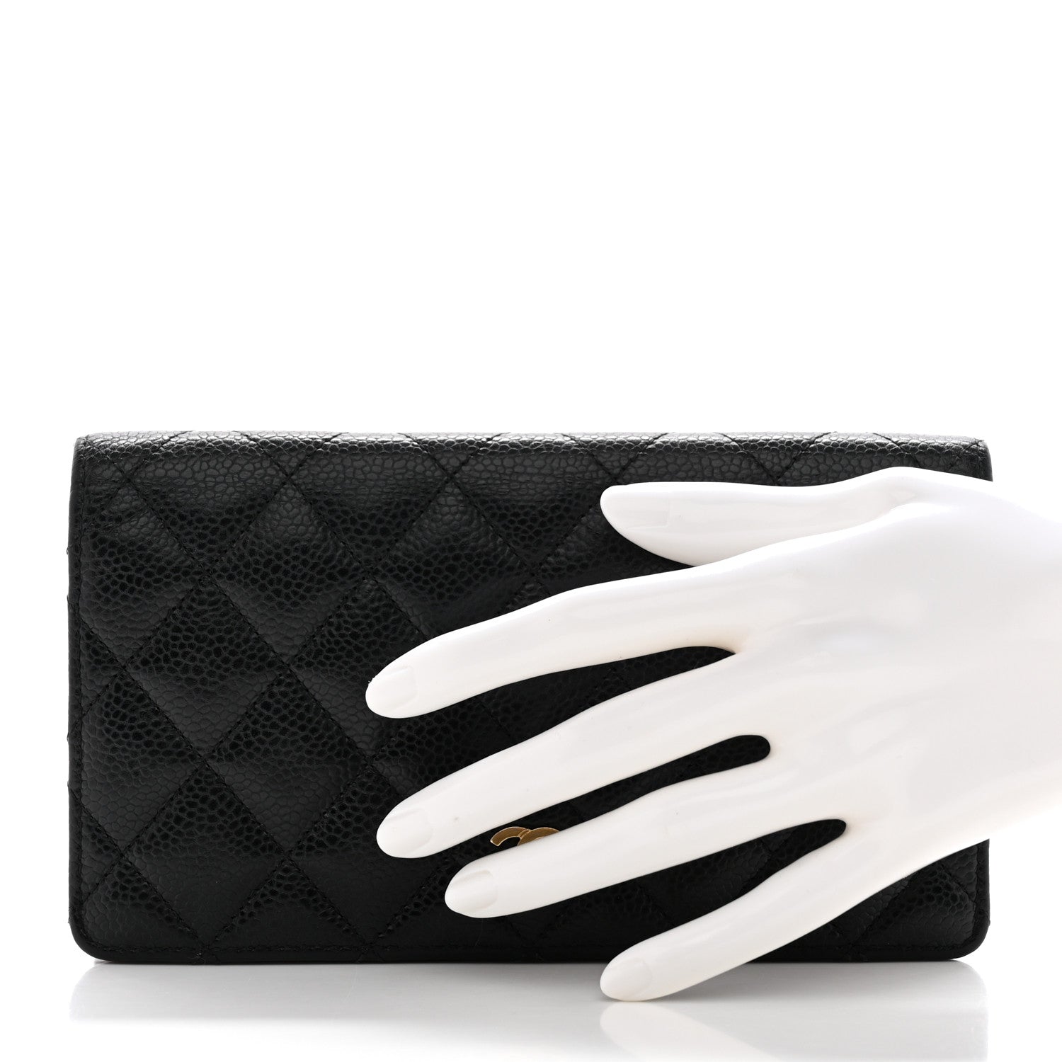 Chanel Caviar Quilted Yen Wallet Black 2 of 13