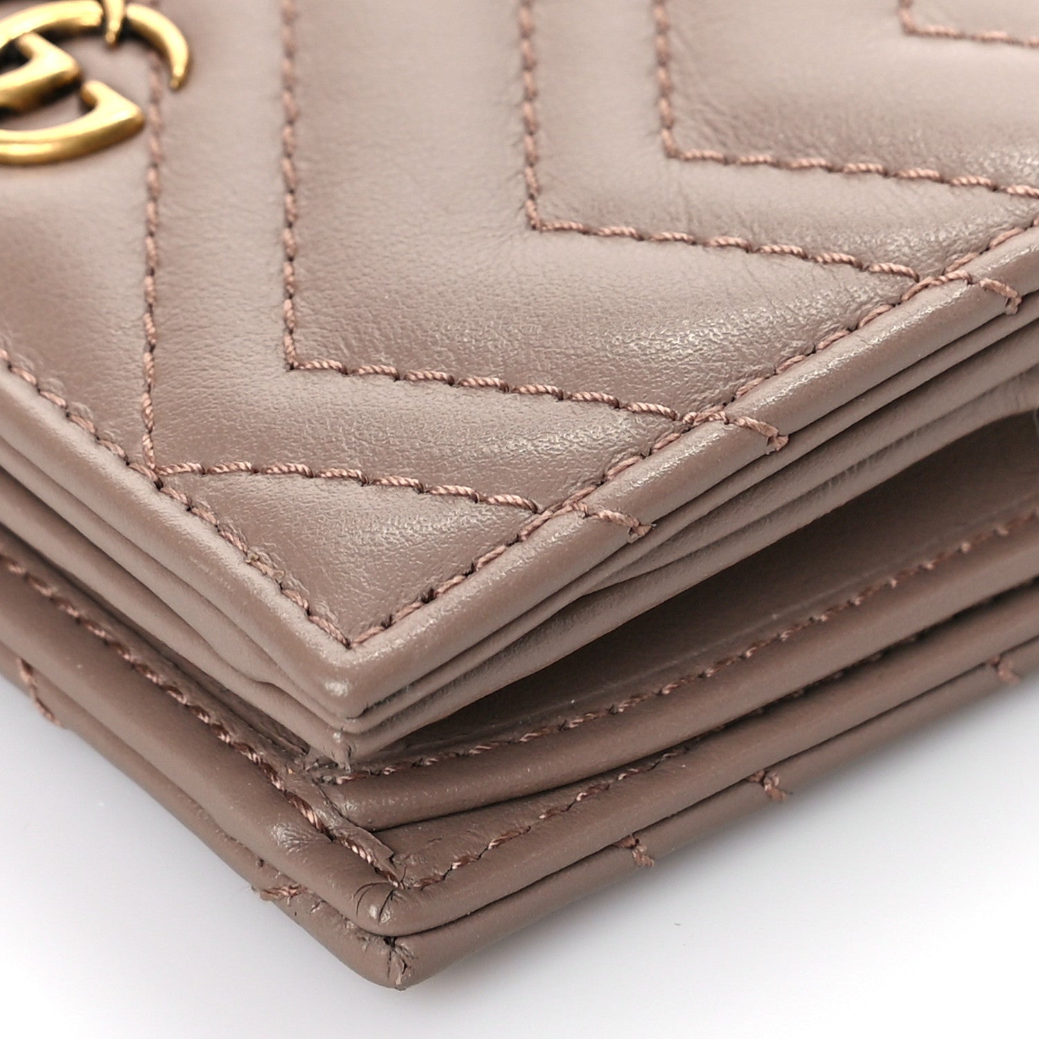 Gucci Calfskin Matelasse GG Marmont Card Case Wallet Porcelain Rose 9 of 12