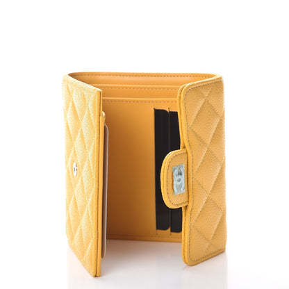 Chanel Caviar Quilted Compact Flap Wallet Yellow 5 of 10