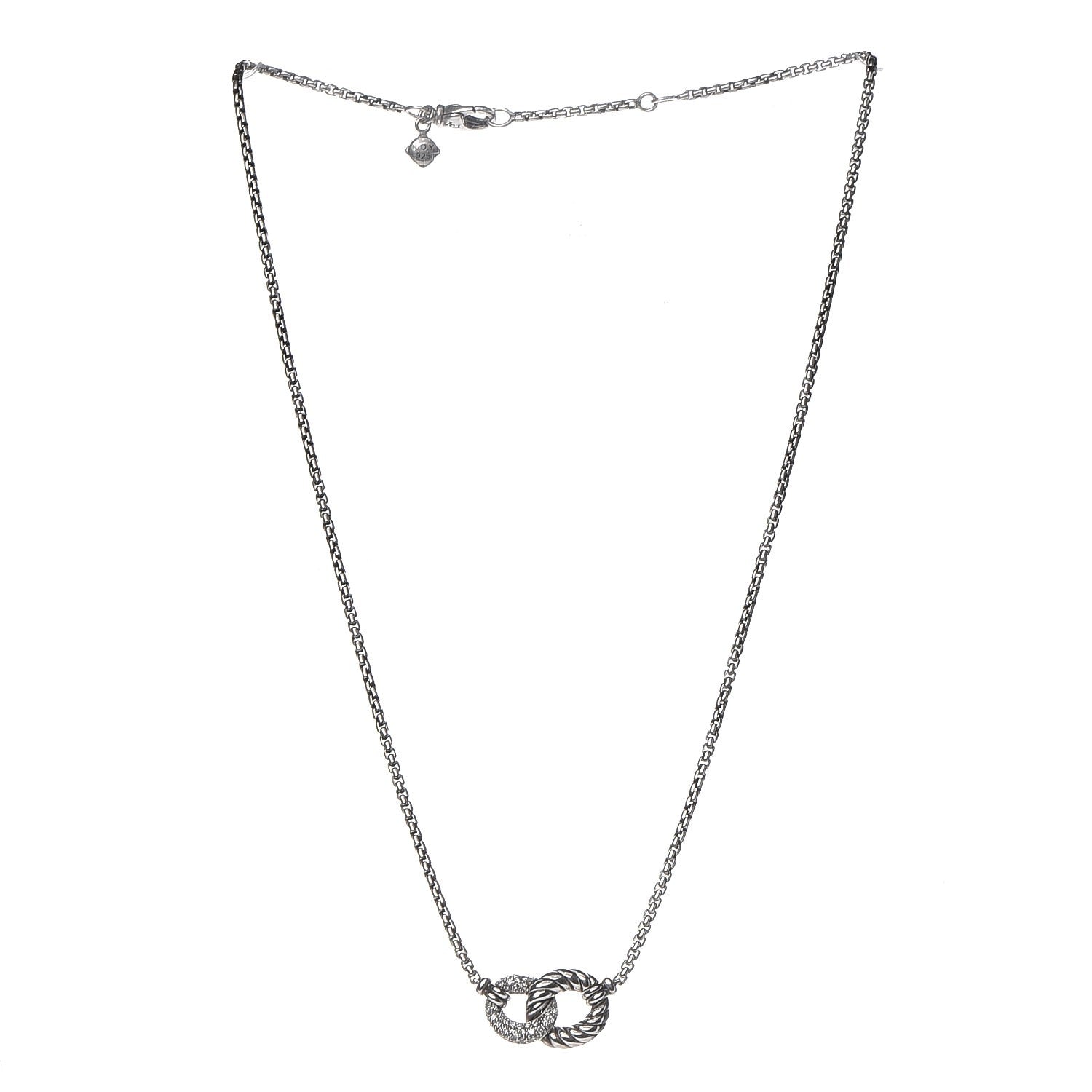 David Yurman Sterling Silver Diamond Belmont Pendant Necklace 4 of 7