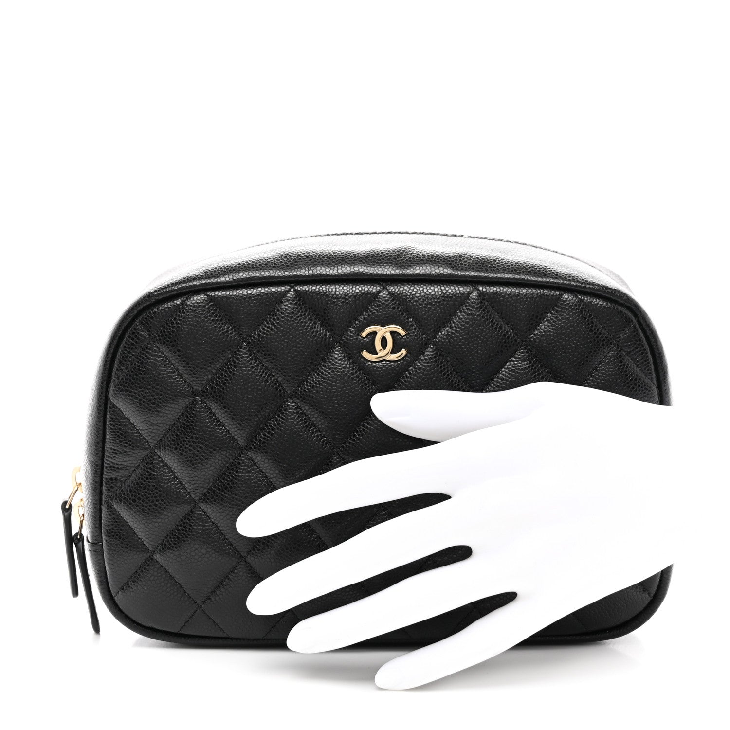 Chanel Caviar Quilted Medium Curvy Pouch Cosmetic Case Black 2 of 8
