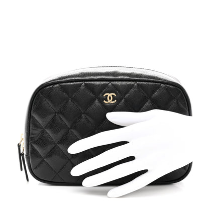 Chanel Caviar Quilted Medium Curvy Pouch Cosmetic Case Black 2 of 8