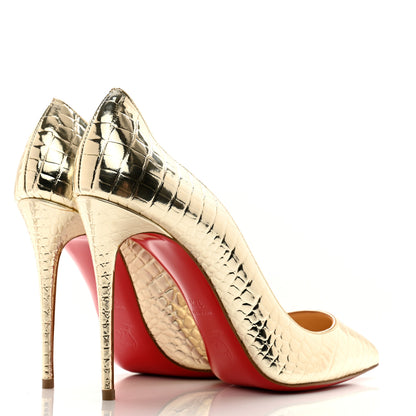 Christian Louboutin Metallo Cocco Pigalle Follies 100 Pumps 37.5 Platine 4 of 12