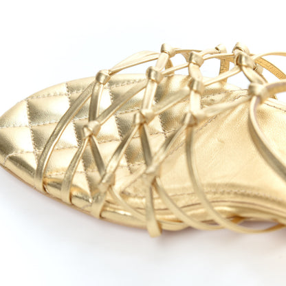 Chanel Laminated Lambskin CC Sandals 39.5 Gold 16 of 30