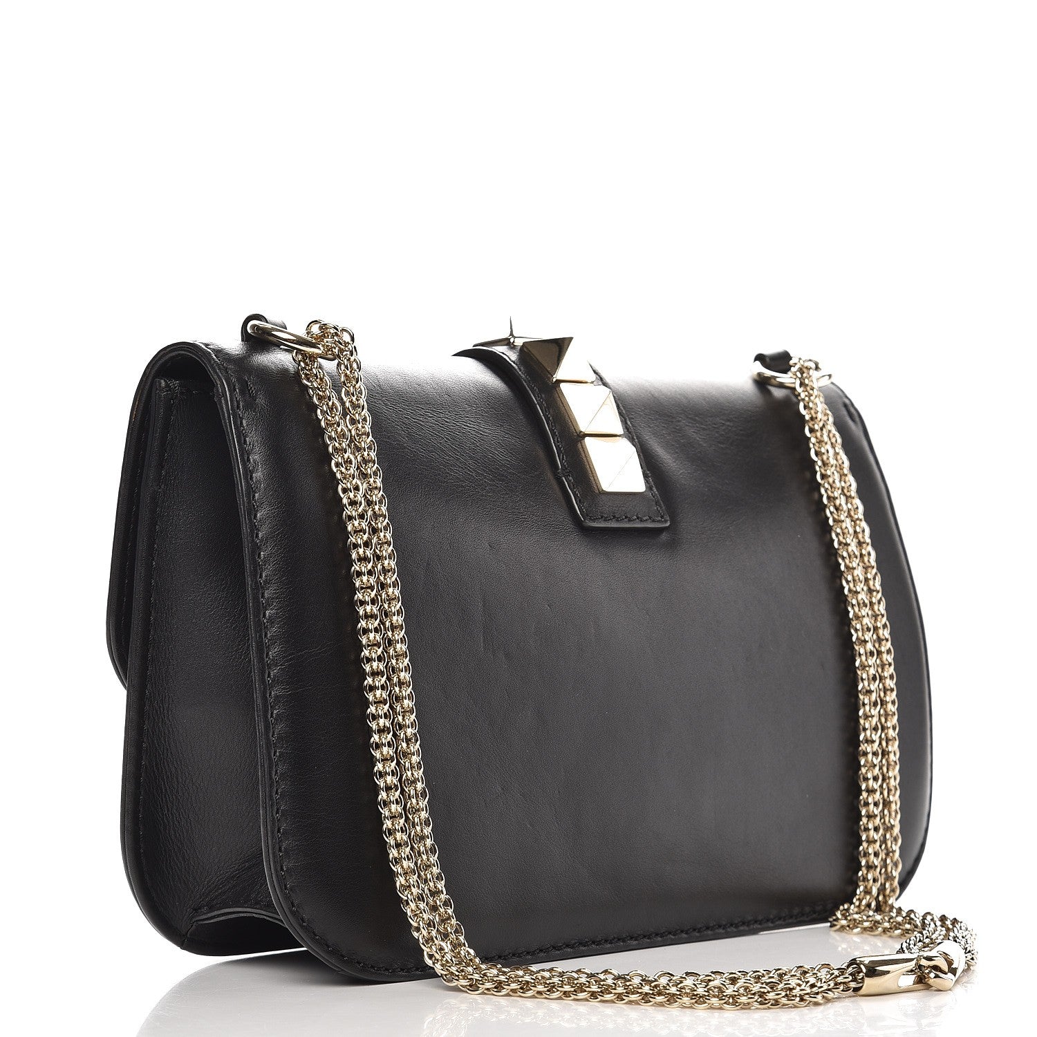 Valentino Garavani Vitello Medium Glam Lock Rockstud Flap Black 3 of 10