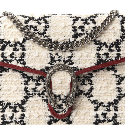 Gucci Tweed GG Monogram Mini Dionysus Chain Wallet White Black Romantic Cherry 10 of 10