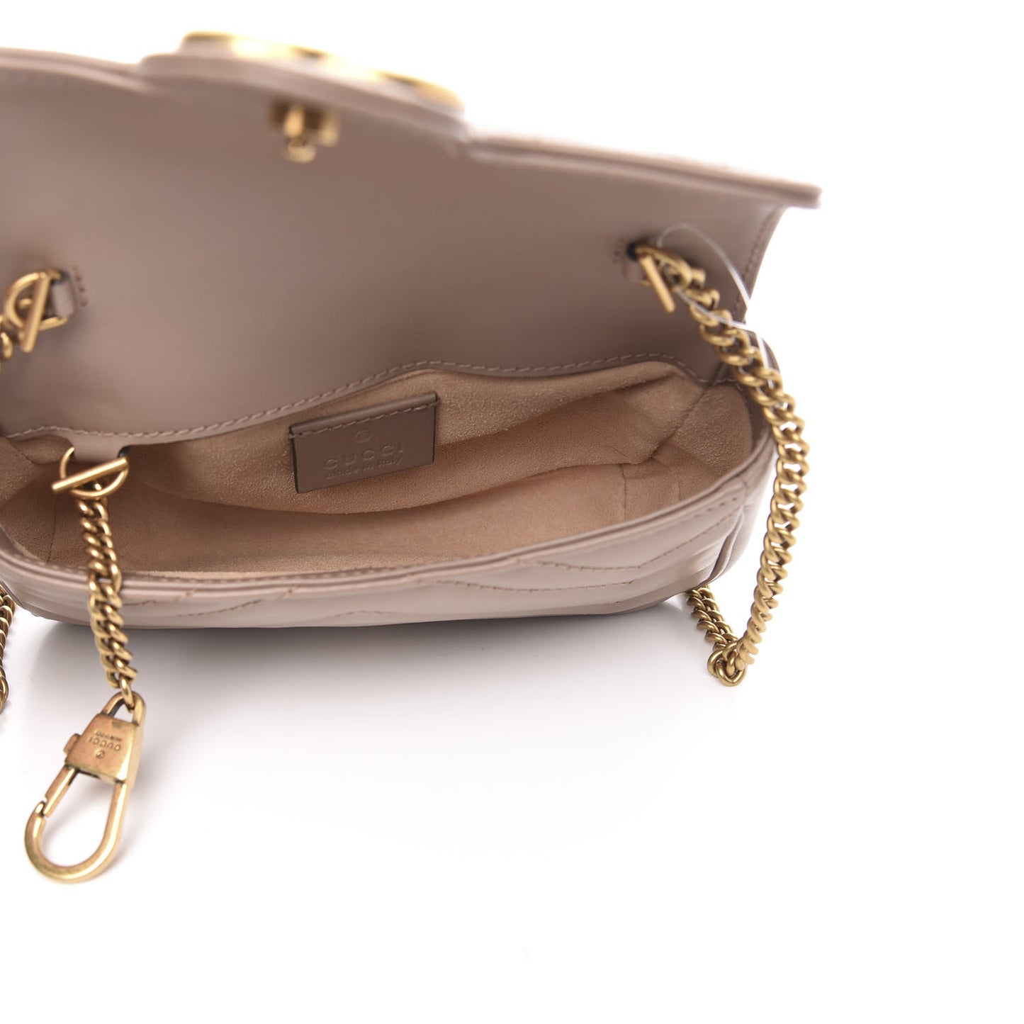 Calfskin Matelasse Super Mini GG Marmont Shoulder Bag Porcelain Rose