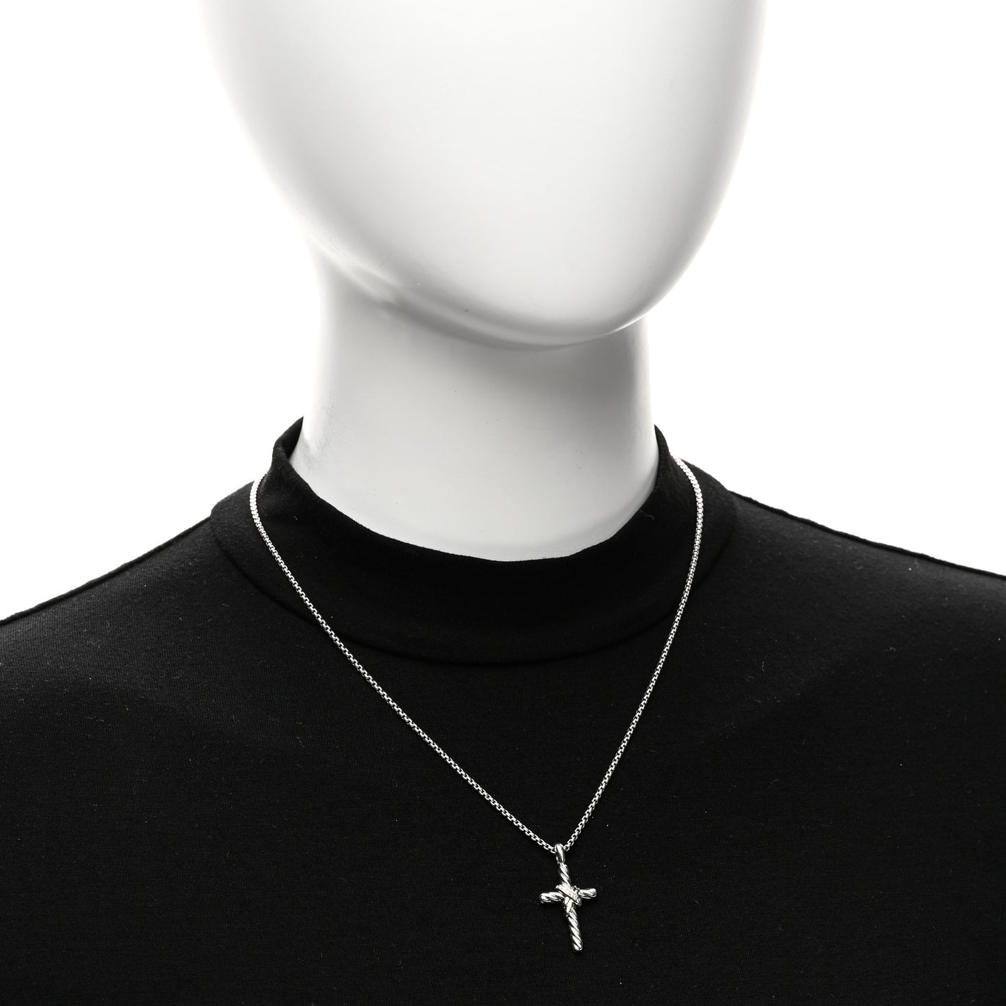 Sterling Silver 14K Yellow Gold Diamond 32mm X Cross Pendant Necklace