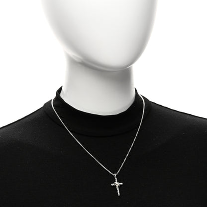 David Yurman Sterling Silver 14K Yellow Gold Diamond 32mm X Cross Pendant Necklace 2 of 4
