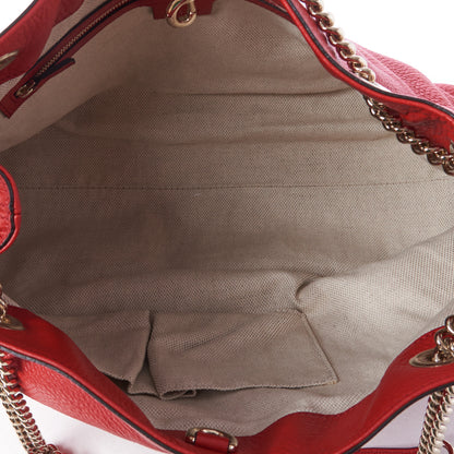 Gucci Pebbled Calfskin Medium Soho Chain Shoulder Bag Tabasco Red 7 of 8