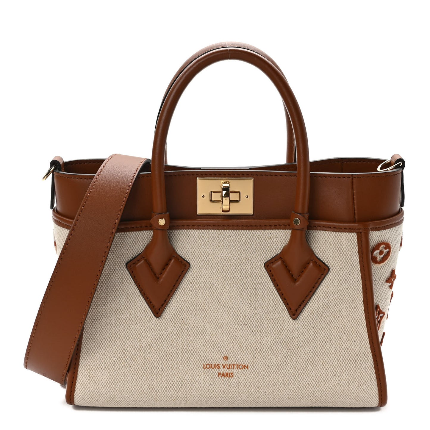 Canvas Calfskin Monogram On My Side PM Caramel Tan