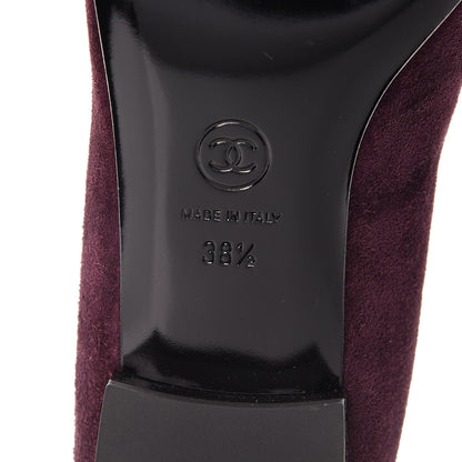 Chanel Suede Cap Toe Moccasin Loafers 38.5 Burgundy Black 8 of 10