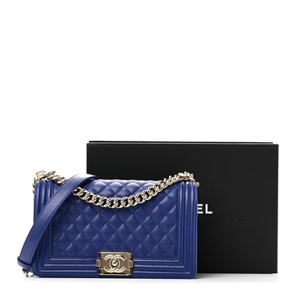 Chanel Caviar Quilted Medium Boy Flap Blue 11 of 11