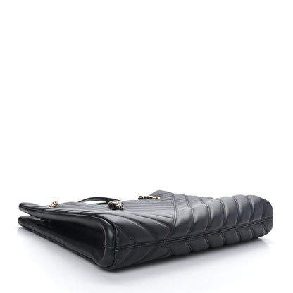 Bulgari Calfskin Matelasse Serpenti Cabochon Tote Bag Black 4 of 8