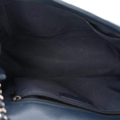Chanel Calfskin Quilted Medium Frame In Chain Flap Navy 5 of 13
