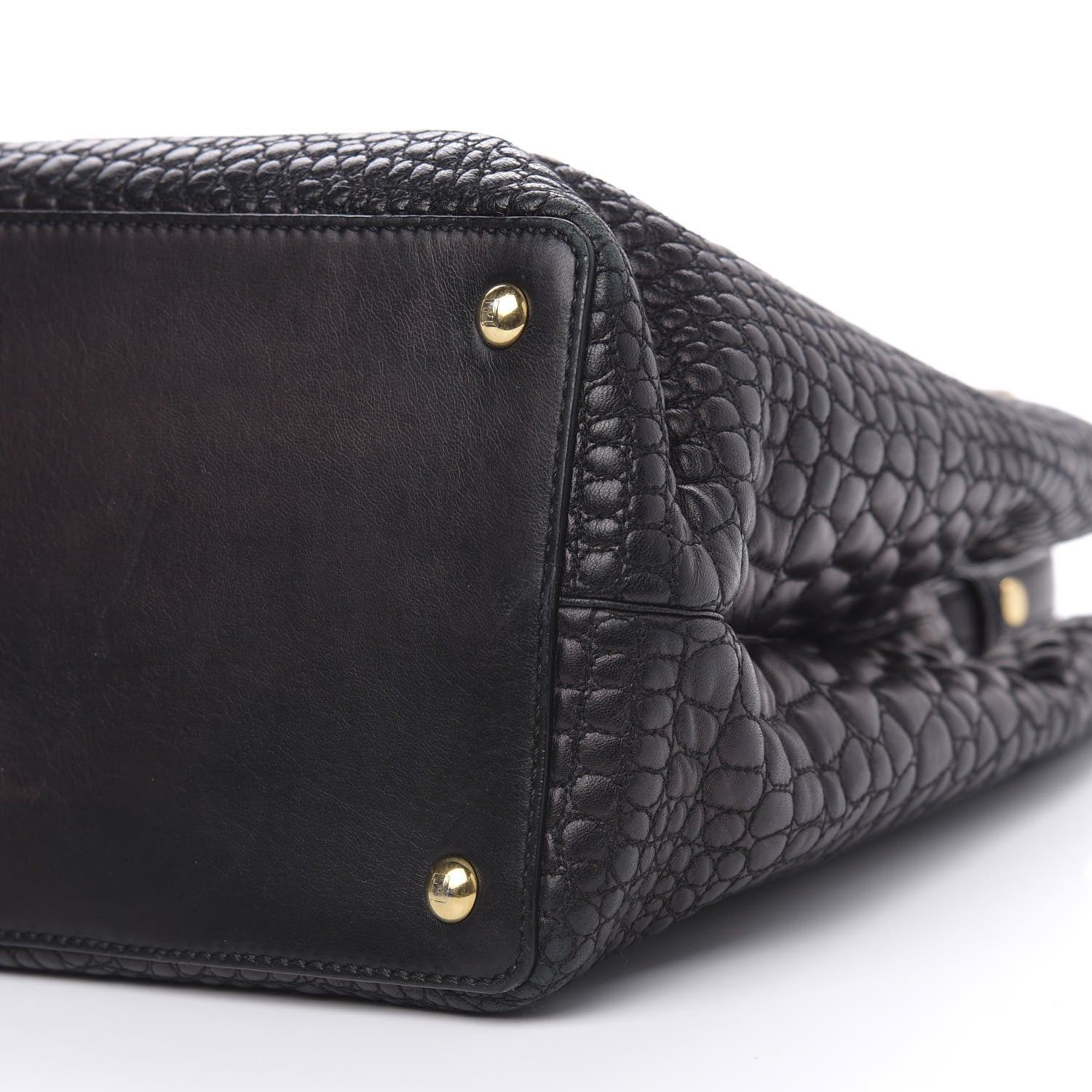 Fendi Nappa Crocodile Trapuntata Medium 2Jours Tote Black 10 of 16
