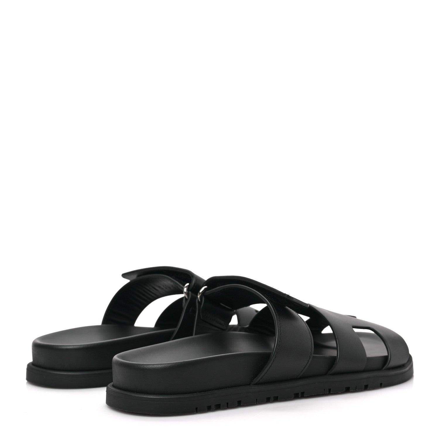 Hermes Calfskin Womens Chypre Sandals 36.5 Black 4 of 8