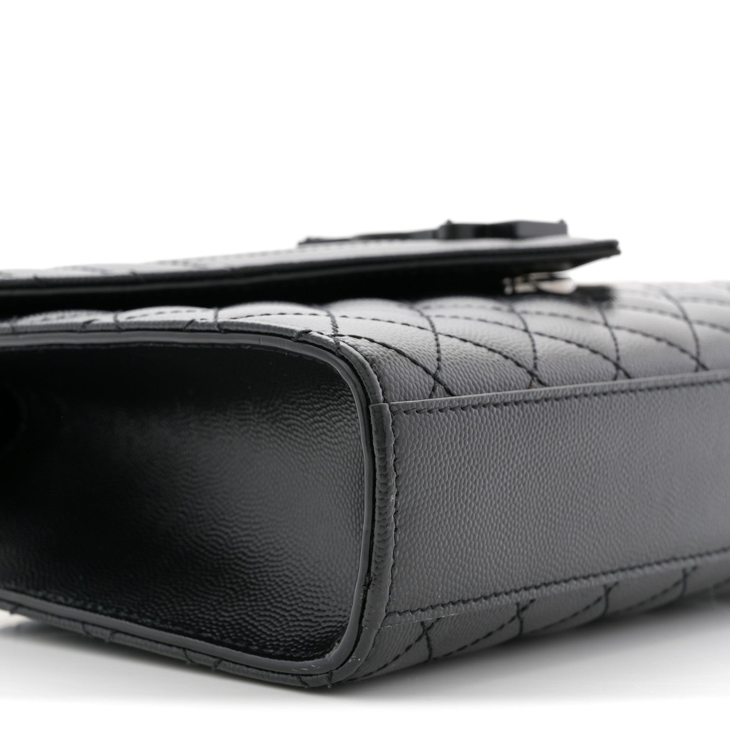 Saint Laurent Grain De Poudre Textured Mixed Matelasse Triquilt Medium Monogram Monochrome Satchel Black 9 of 10