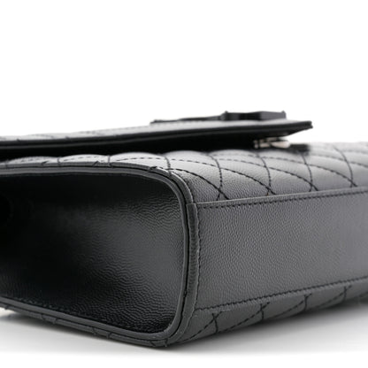 Saint Laurent Grain De Poudre Textured Mixed Matelasse Triquilt Medium Monogram Monochrome Satchel Black 9 of 10