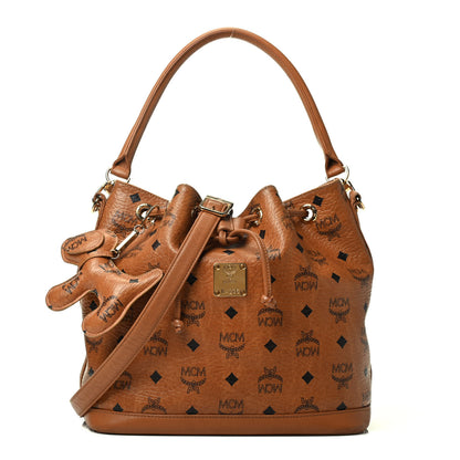 MCM Visetos Drawstring Bucket Bag Cognac 1 of 9