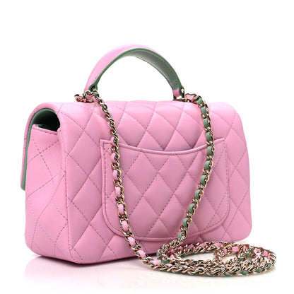 Chanel Lambskin Quilted Mini Top Handle Rectangular Flap Lilac Light Green 3 of 8