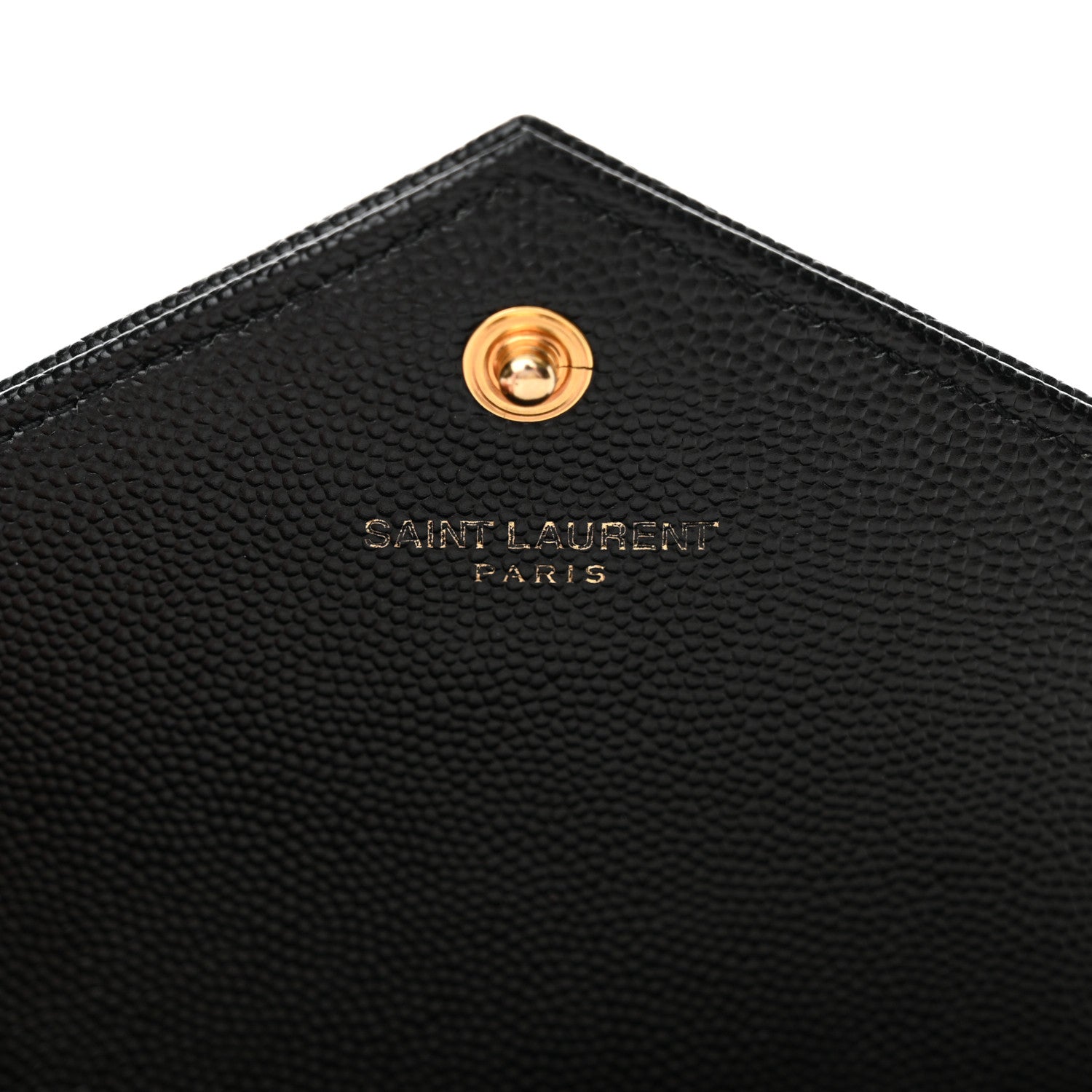 Saint Laurent Grain De Poudre Matelasse Chevron Monogram Envelope Chain Wallet Black 6 of 12