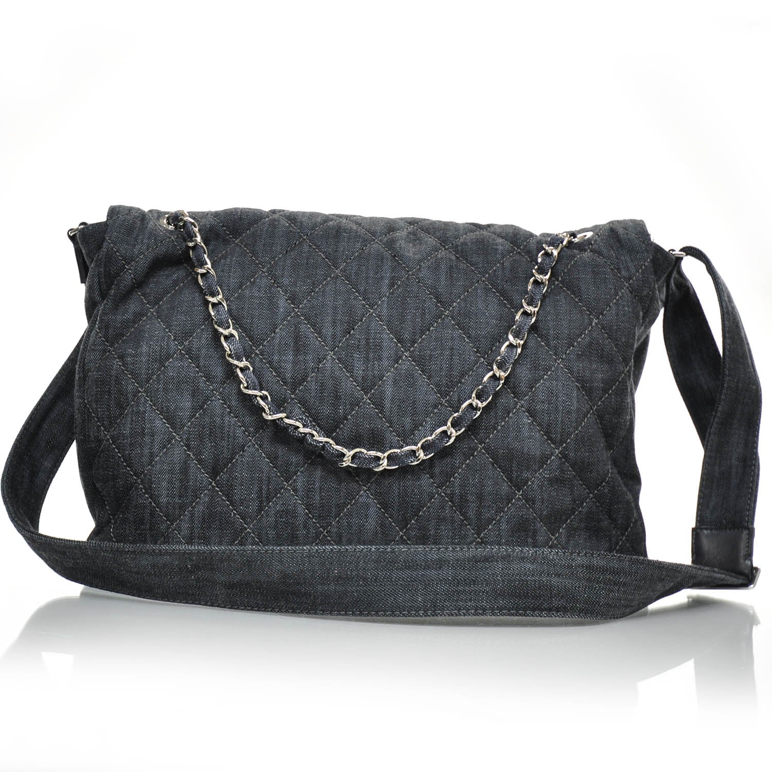 Chanel Denim Quilted Stretch Spirit Messenger Bag 3 of 9