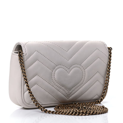 Gucci Calfskin Matelasse Super Mini GG Marmont Shoulder Bag White 2 of 4