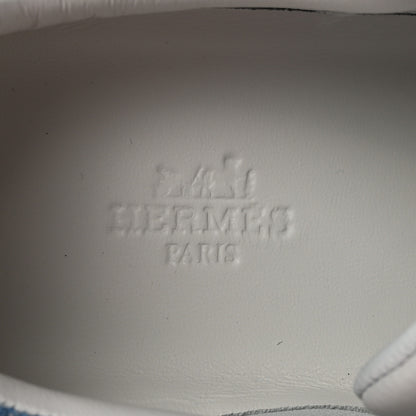 Hermes Denim Calfskin Bouncing Sneakers 37.5 Bleu Clair White 8 of 9
