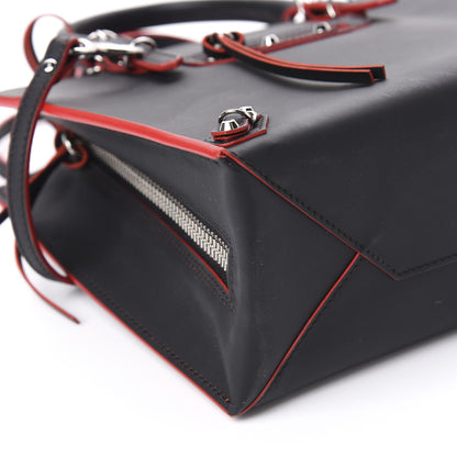 Balenciaga Rubberized Calfskin Papier Mini A4 Zip Around Tote Black Red 7 of 11
