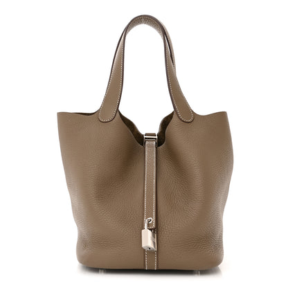 Hermes Taurillon Clemence Picotin Lock 22 MM Etoupe 1 of 11