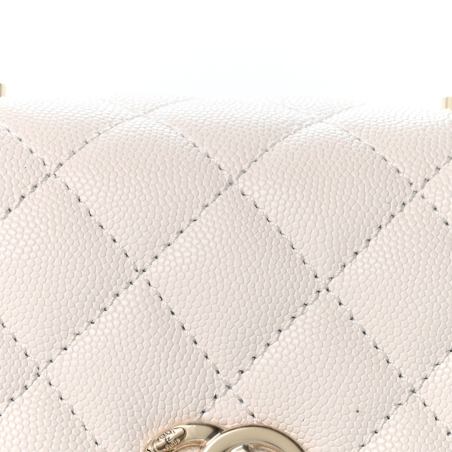 Caviar Quilted Mini Coco Handle Flap White