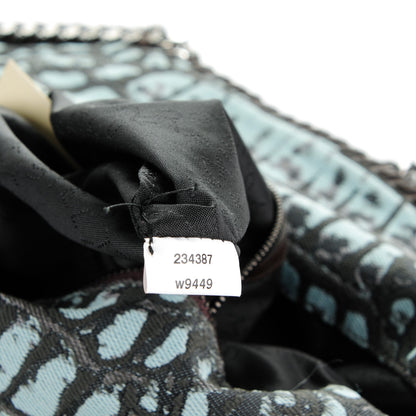 Stella McCartney Jacquard Crocodile Print Small Falabella Fold Over Tote Teal 8 of 9