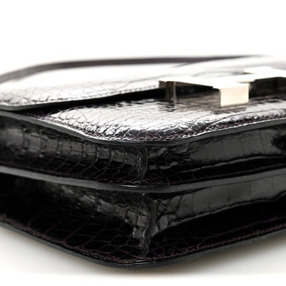 Hermes Shiny Alligator Enamel Constance 18 Prunoir Bleu Saint Cyr 9 of 10