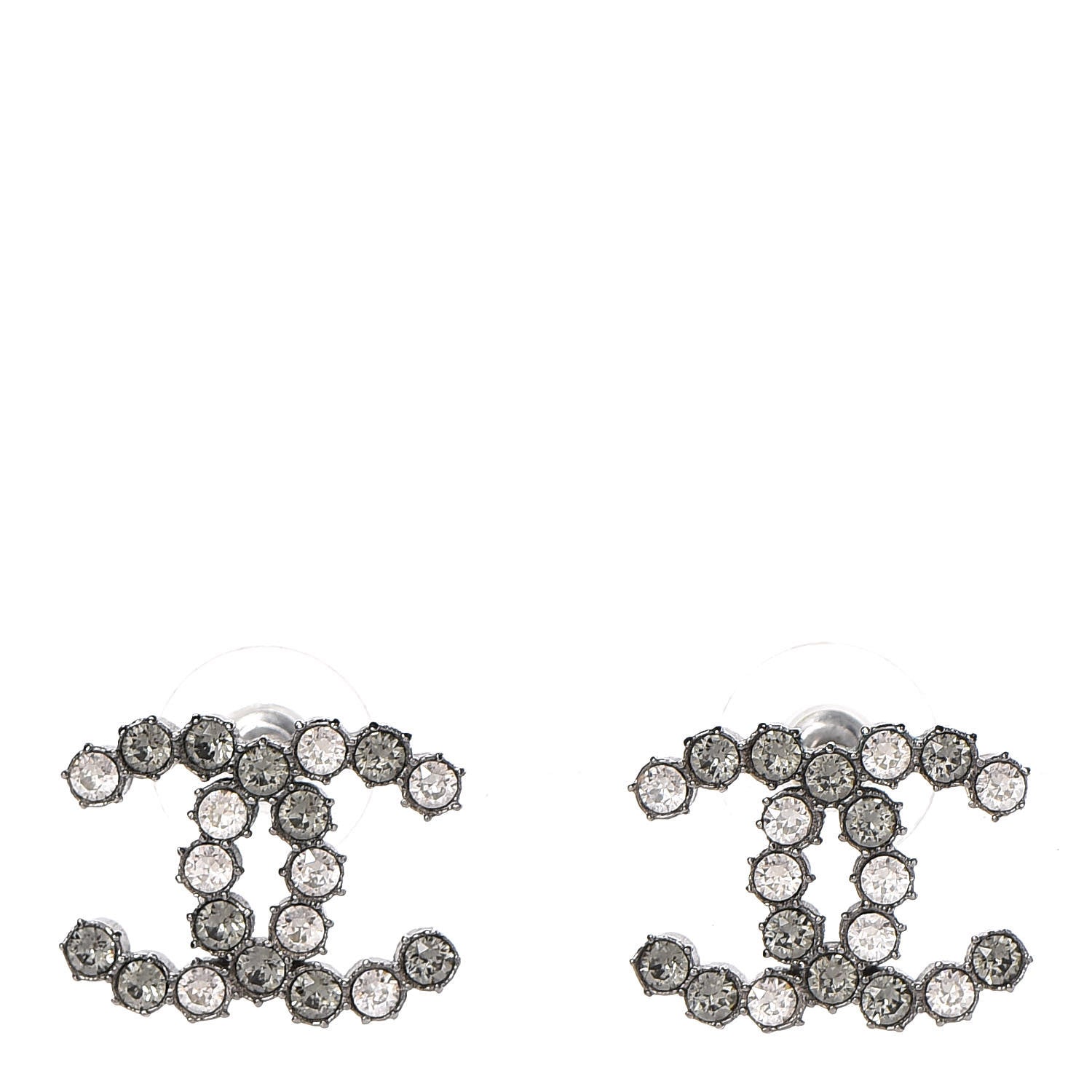Chanel Crystal CC Earrings Silver 1 of 5