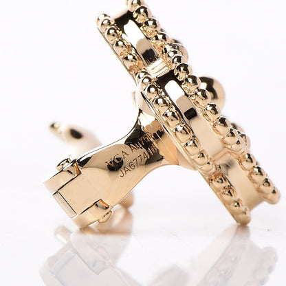 Van Cleef & Arpels 18K Yellow Gold Guilloche Vintage Alhambra Earrings 4 of 5