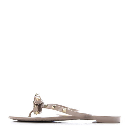 Valentino Garavani PVC Jelly Rockstud Bow Thong Sandals 37 Poudre 1 of 8