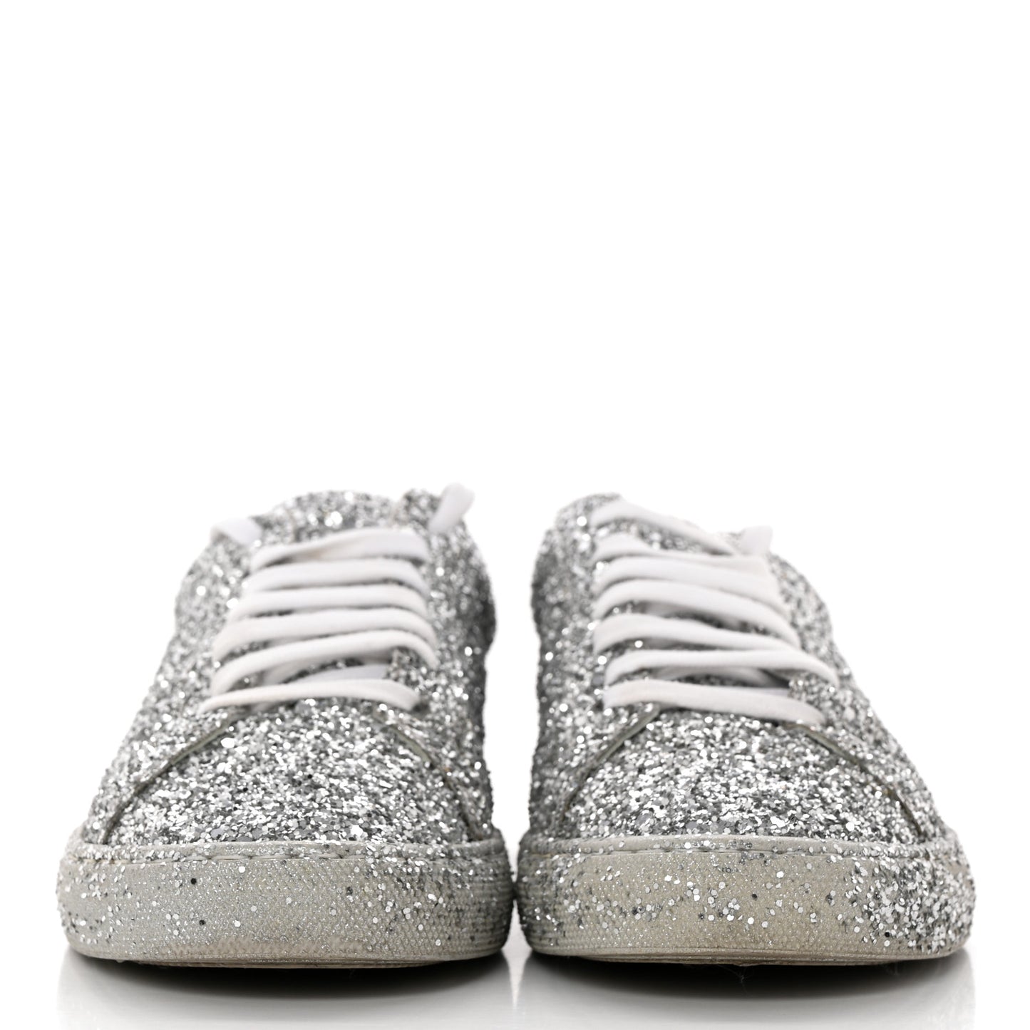 Calfskin Crystal Glitter Andy Sneakers 36 Silver