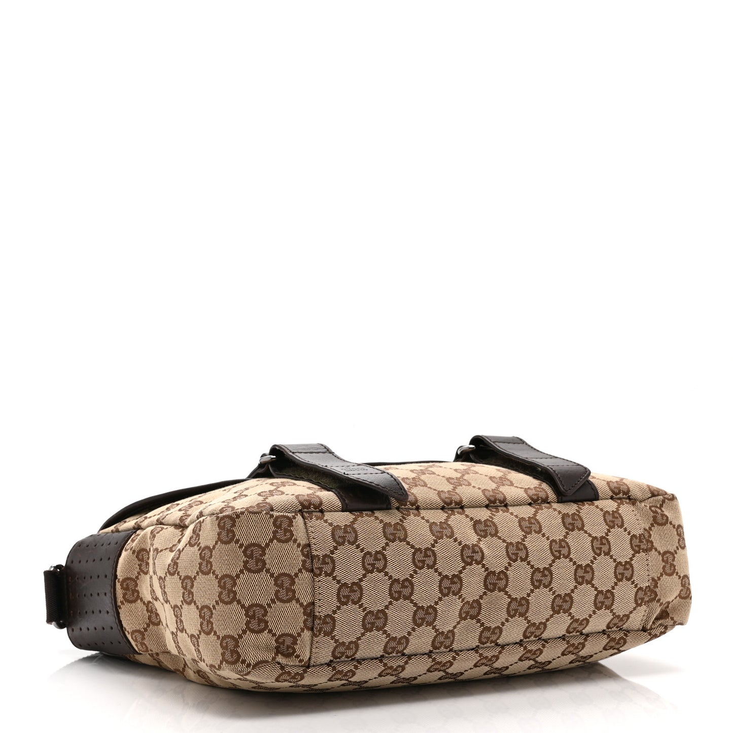 Monogram Medium Double Buckle Flap Messenger Bag Beige Dark Brown