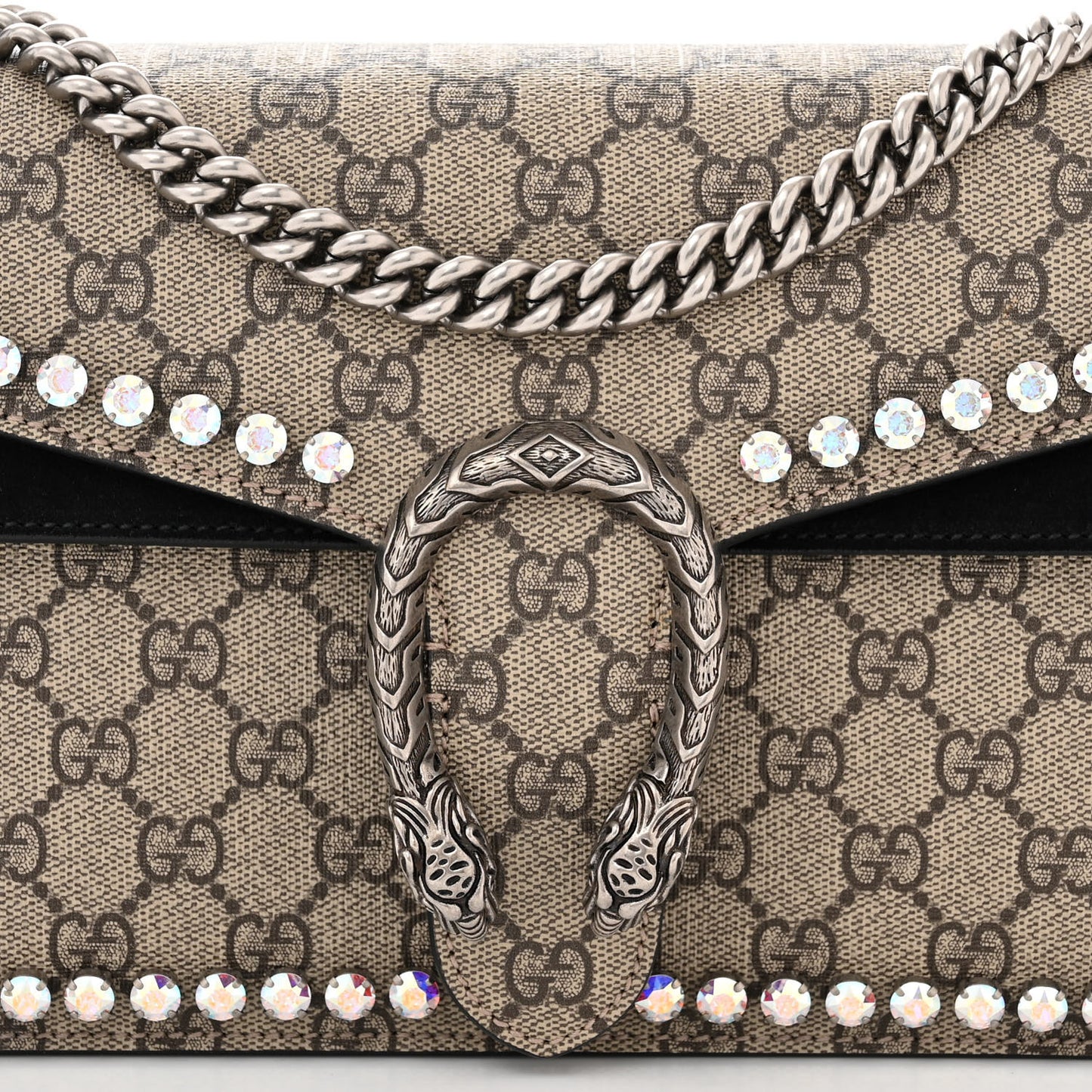 GG Supreme Monogram Crystal Small Dionysus Shoulder Bag Black