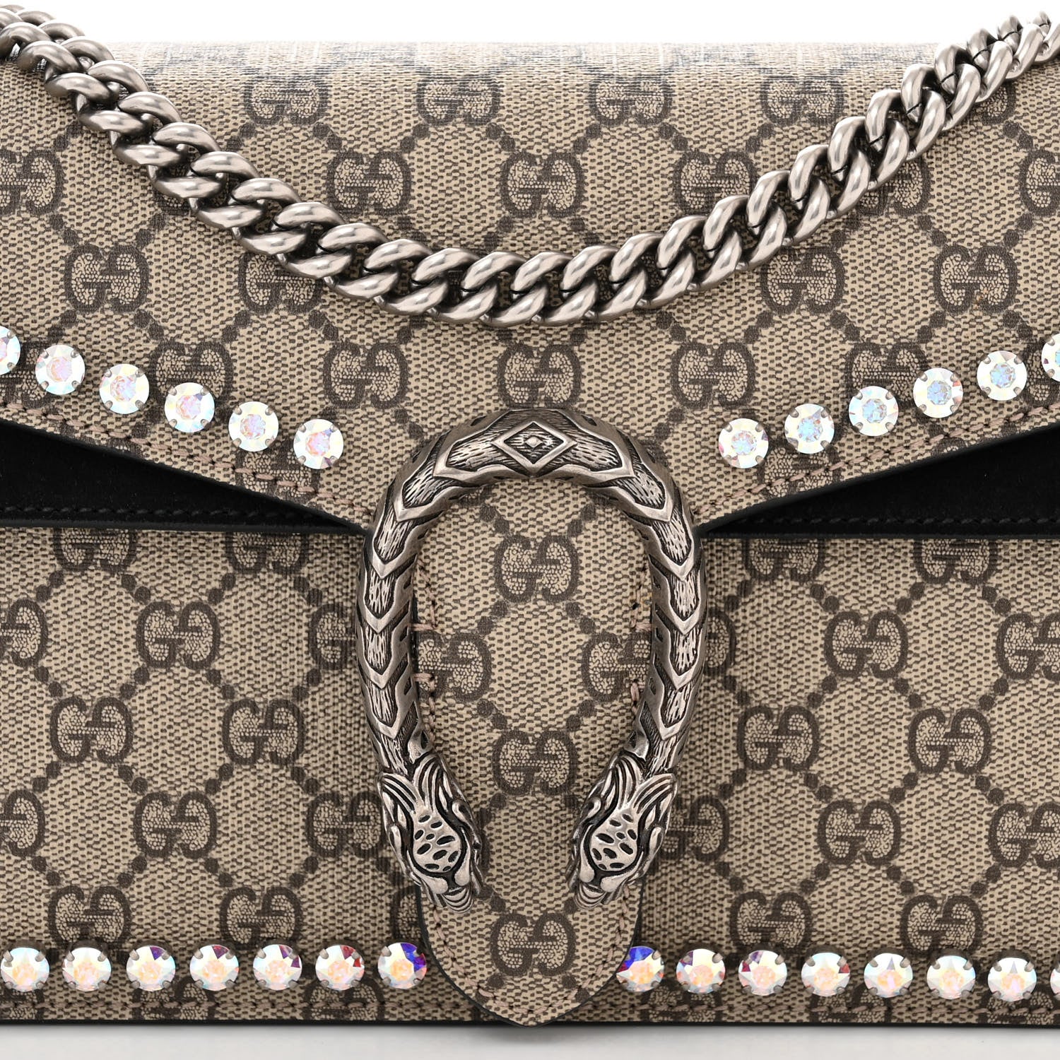 Gucci GG Supreme Monogram Crystal Small Dionysus Shoulder Bag Black 8 of 11
