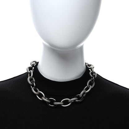 David Yurman Sterling Silver Black Ceramic 18mm Large Oval Link Necklace Black 3 of 4