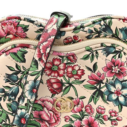 Gucci Calfskin Matelasse Diagonal Brit Roses Print Mini Interlocking G Heart Shoulder Bag  White Multicolor 8 of 10