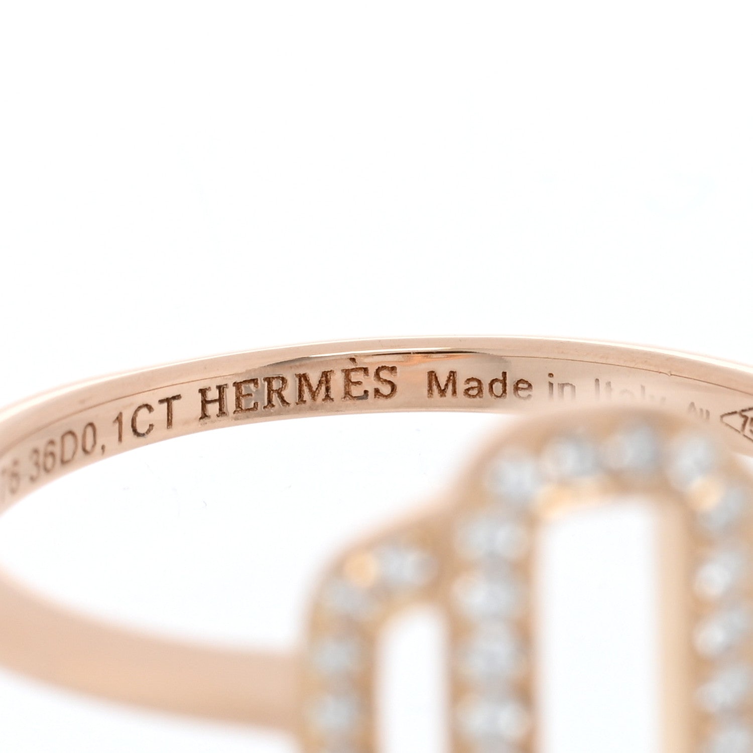 Hermes 18K Rose Gold Diamond Attelage Ring 50 5.25 4 of 4