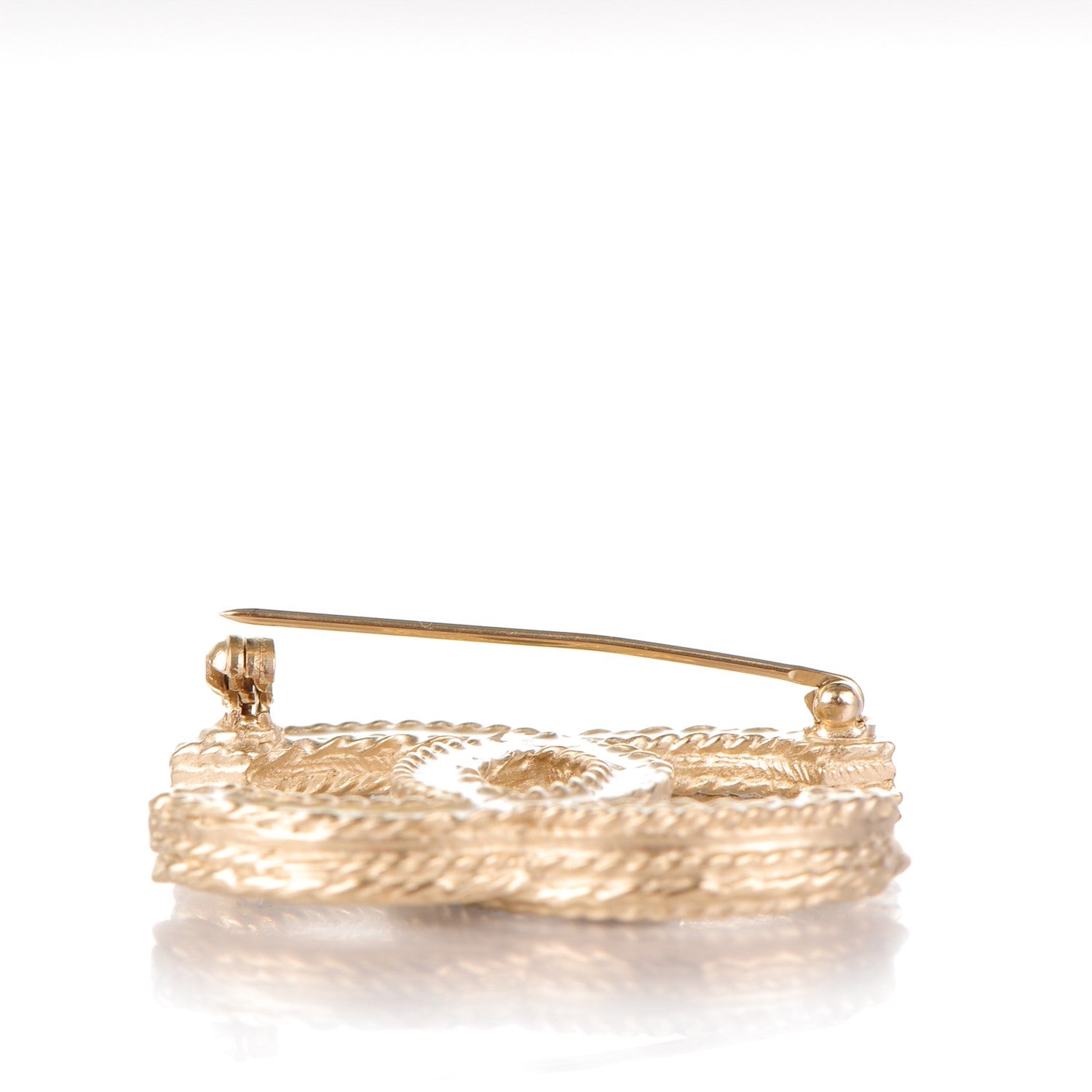 Chanel Crystal CC Brooch Light Gold 5 of 5